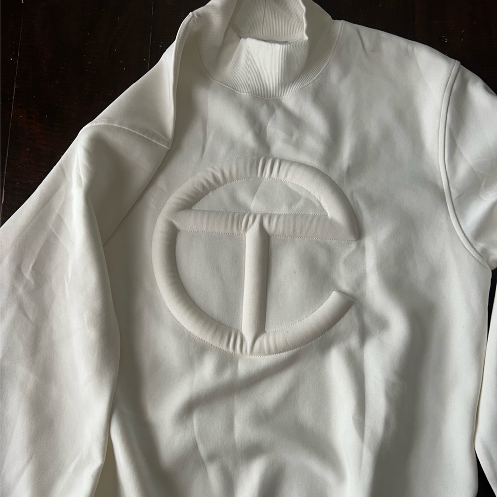 Telfar Cream Embossed Logo Sweatshirt
